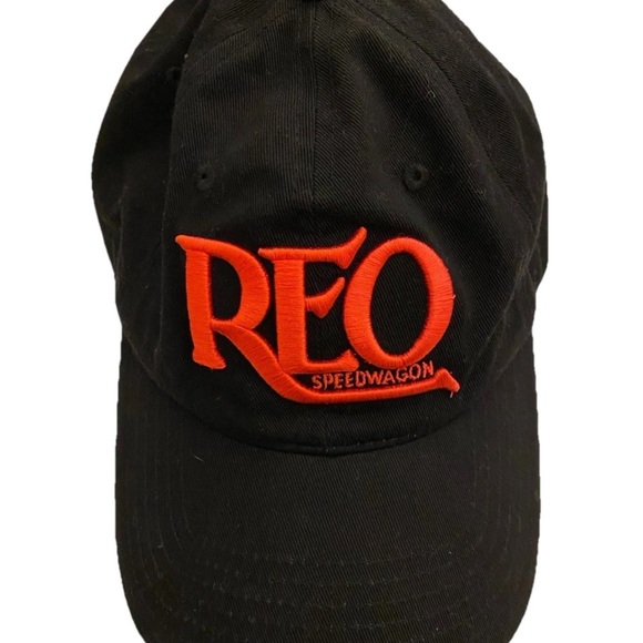 REO Speedwagon Black Ball Cap With Red Embroidery Adjustable Cotton - Picture 1 of 5